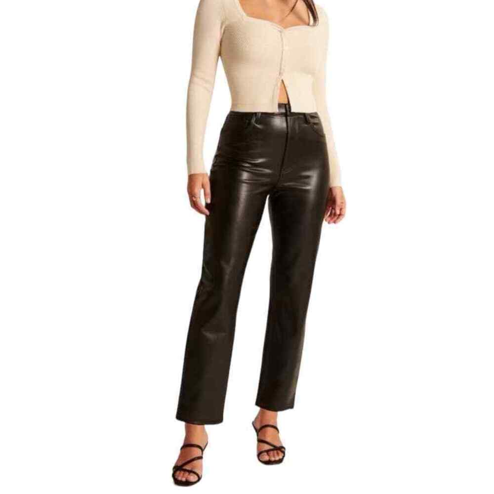 Abercrombie & Fitch Ankle Straight Ultra High Rise Pant Black Women's Size 28/6s